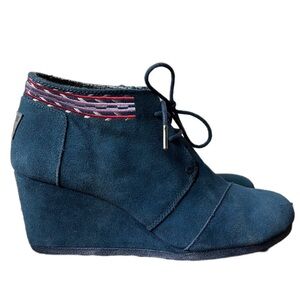 Toms Navy Wedge Ankle Shoes